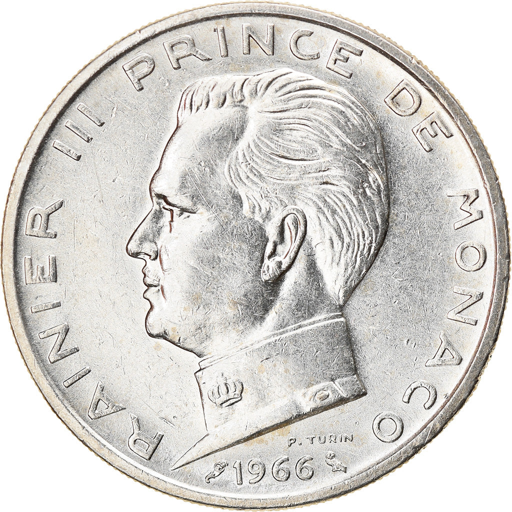 Coin, Monaco, Rainier III, 5 Francs, 1966, EF(40-45), Silver, KM:141
