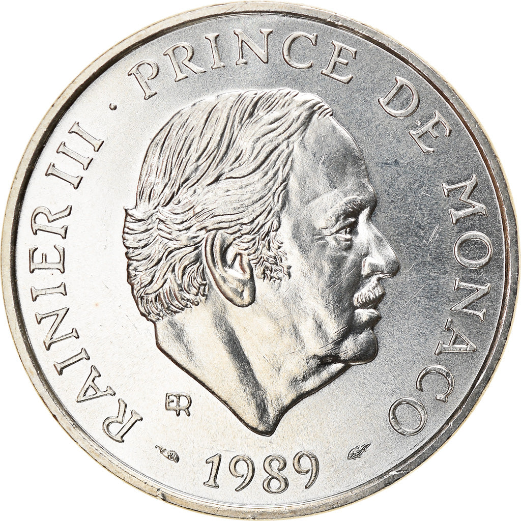 Coin, Monaco, Rainier III, 100 Francs, 1989, MS(63), Silver, KM:164