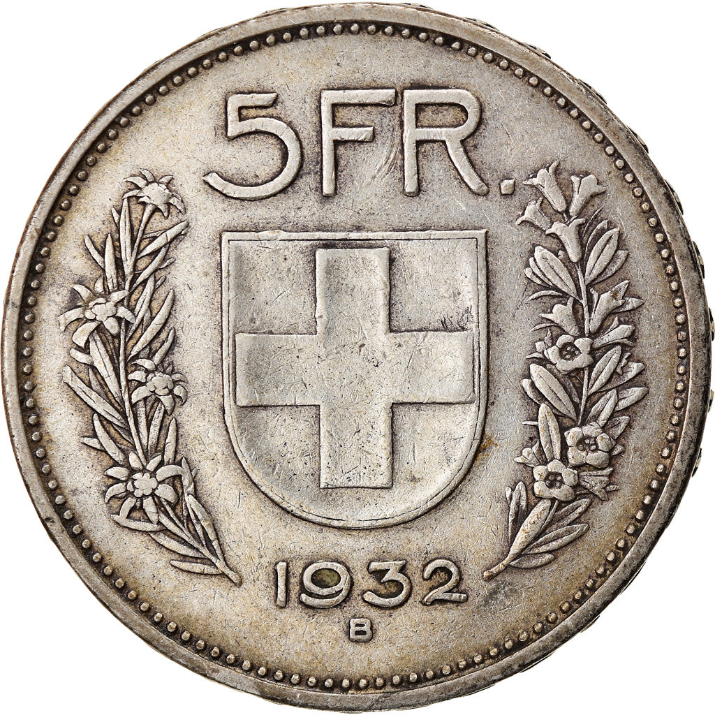 Coin, Switzerland, 5 Francs, 1932, Bern, VF(30-35), Silver, KM:40