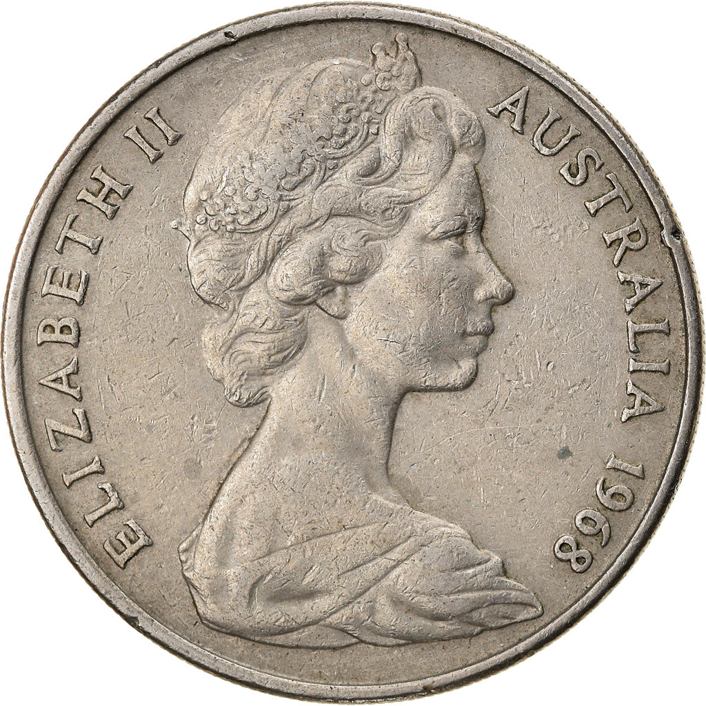 Monnaie, Australie, Elizabeth II, 20 Cents, 1968, TTB, Copper-nickel, KM:66