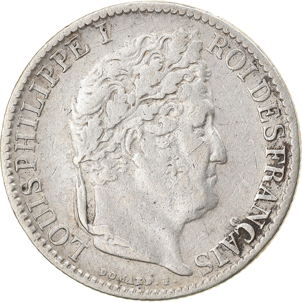 Moneda, Francia, Louis-Philippe, 1/2 Franc, 1845, Lille, BC+, Plata, KM:741.13