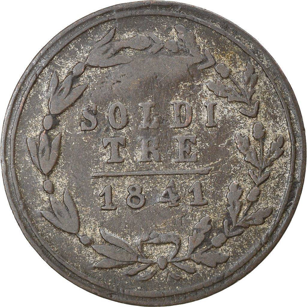 Coin, SWISS CANTONS, TICINO, 3 Soldi, 1841, EF(40-45), Billon, KM:2