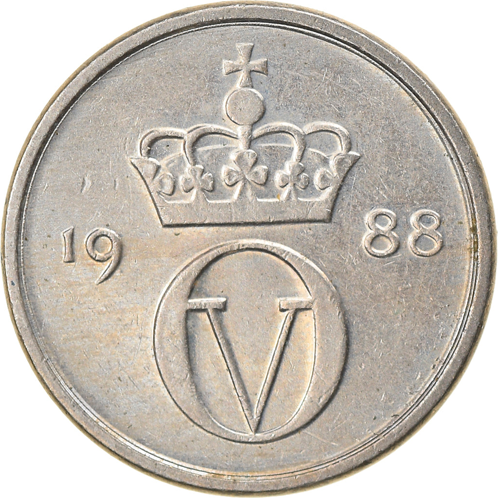 Moneda, Noruega, Olav V, 10 Öre, 1988, MBC, Cobre - níquel, KM:416