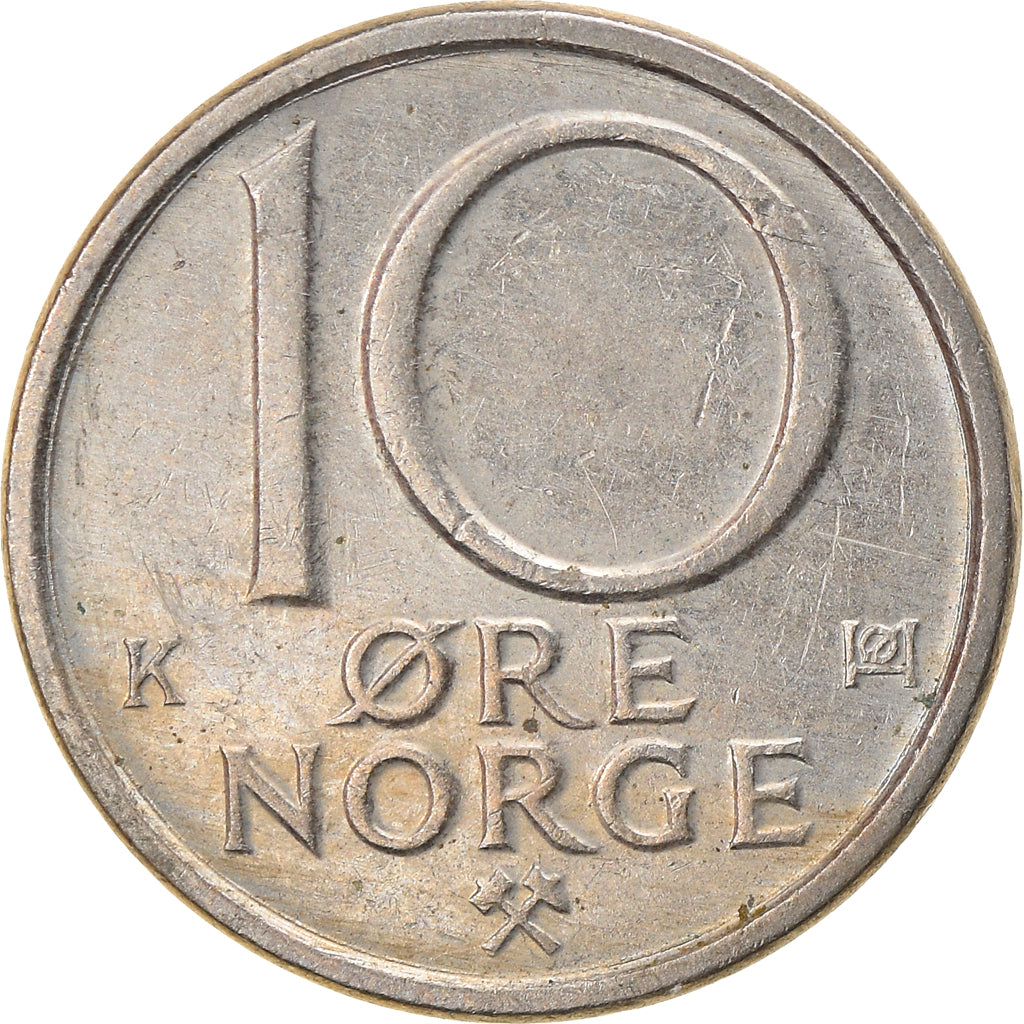 Moneda, Noruega, Olav V, 10 Öre, 1988, MBC, Cobre - níquel, KM:416