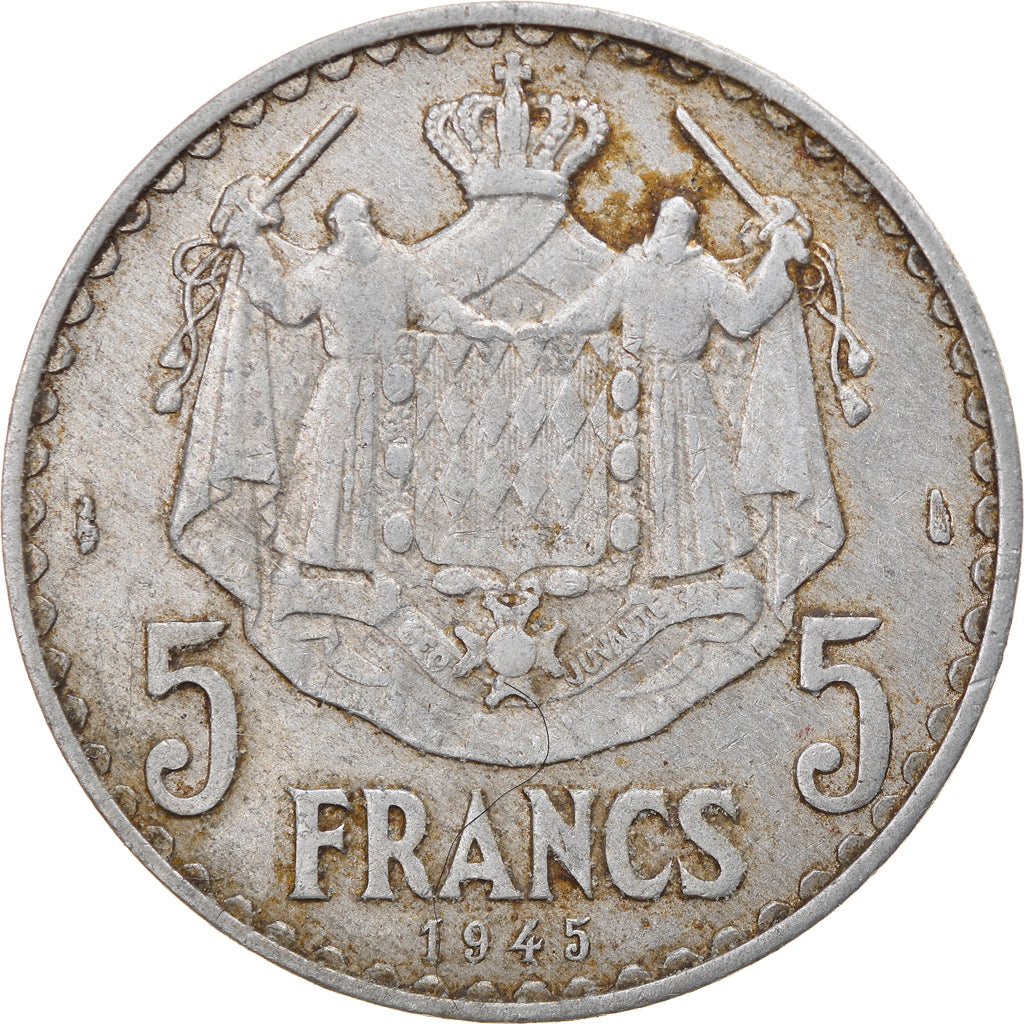 Munten, Monaco, Louis II, 5 Francs, 1945, FR, Aluminium, KM:122, Gadoury:MC135