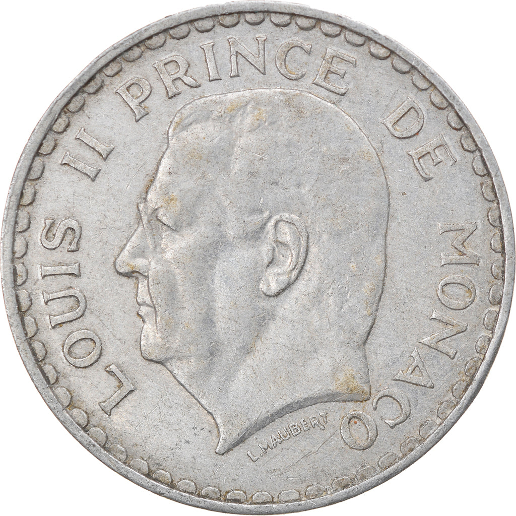 Munten, Monaco, Louis II, 5 Francs, 1945, FR+, Aluminium, KM:122, Gadoury:MC135