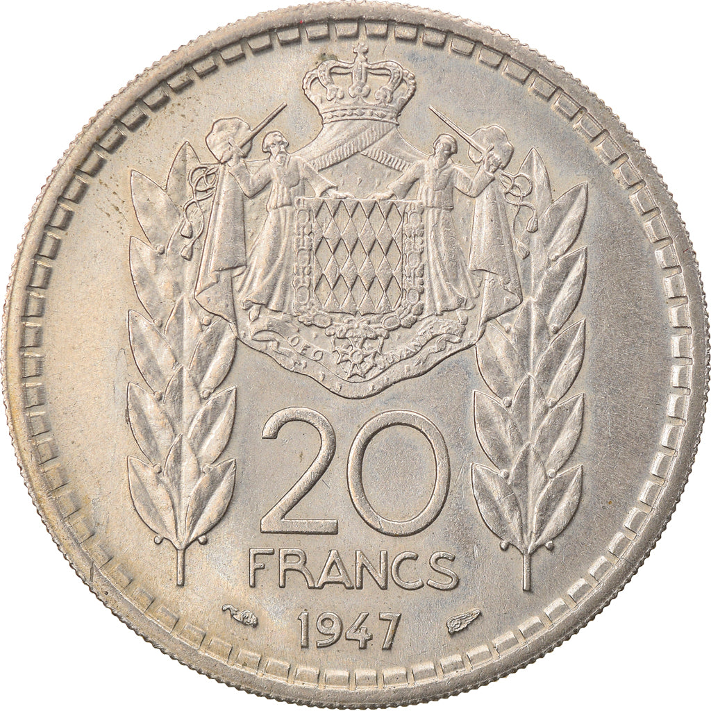 Münze, Monaco, Louis II, 20 Francs, Vingt, 1947, Poissy, SS+, Copper-nickel