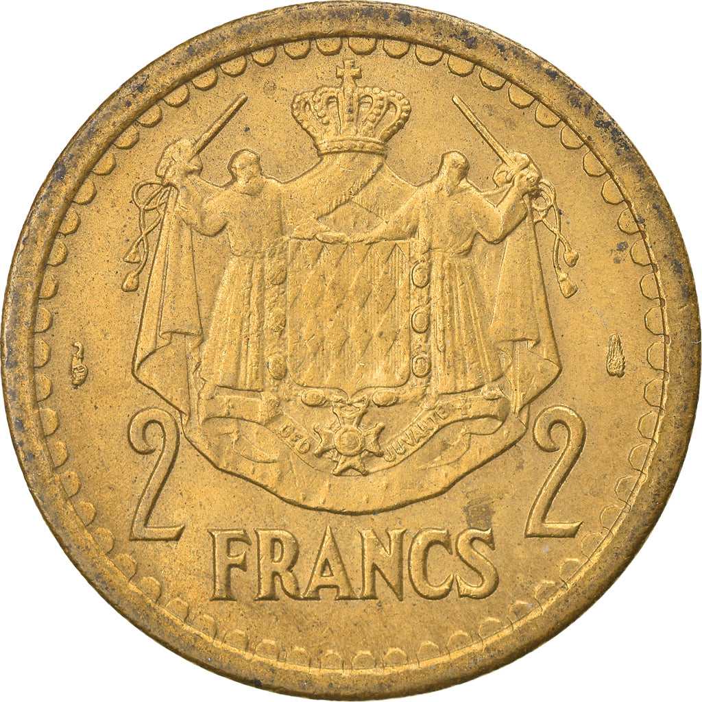 Coin, Monaco, 2 Francs, 1943, Paris, VF(30-35), Cupro-Aluminium, Gadoury:134