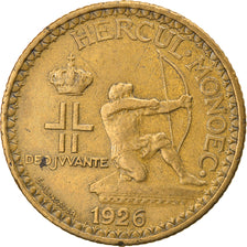 Coin, Monaco, Louis II, 2 Francs, 1926, Poissy, VF(30-35), Aluminum-Bronze