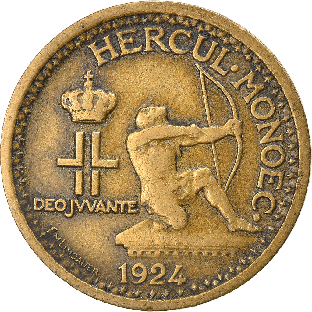 Coin, Monaco, Louis II, 50 Centimes, 1924, Poissy, VF(30-35), Aluminum-Bronze