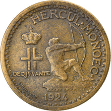 Coin, Monaco, Louis II, 50 Centimes, 1924, Poissy, VF(20-25), Aluminum-Bronze
