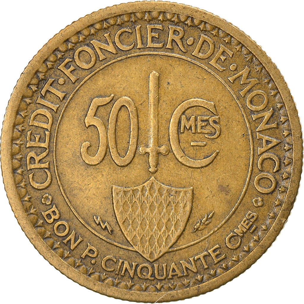 Monnaie, Monaco, Louis II, 50 Centimes, 1926, Poissy, TB+, Aluminum-Bronze