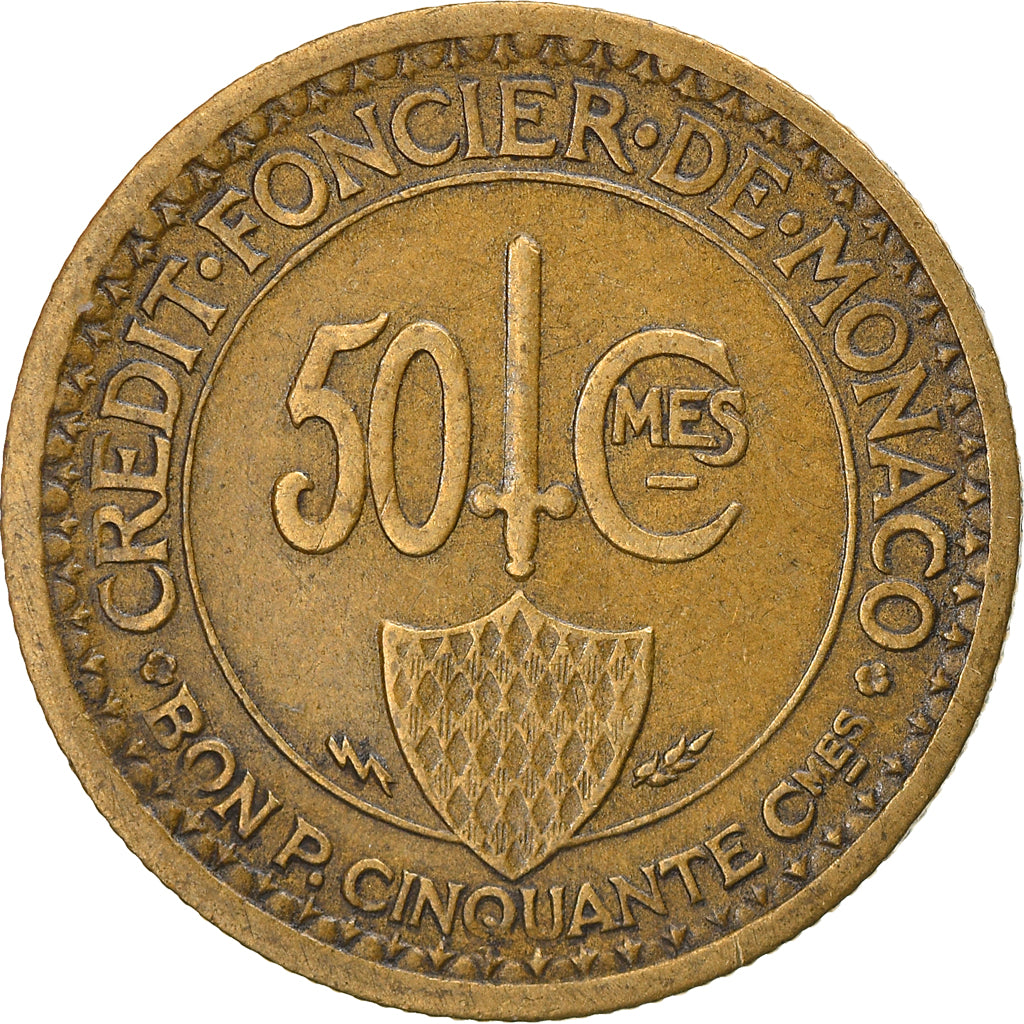 Monnaie, Monaco, Louis II, 50 Centimes, 1926, Poissy, TB+, Aluminum-Bronze