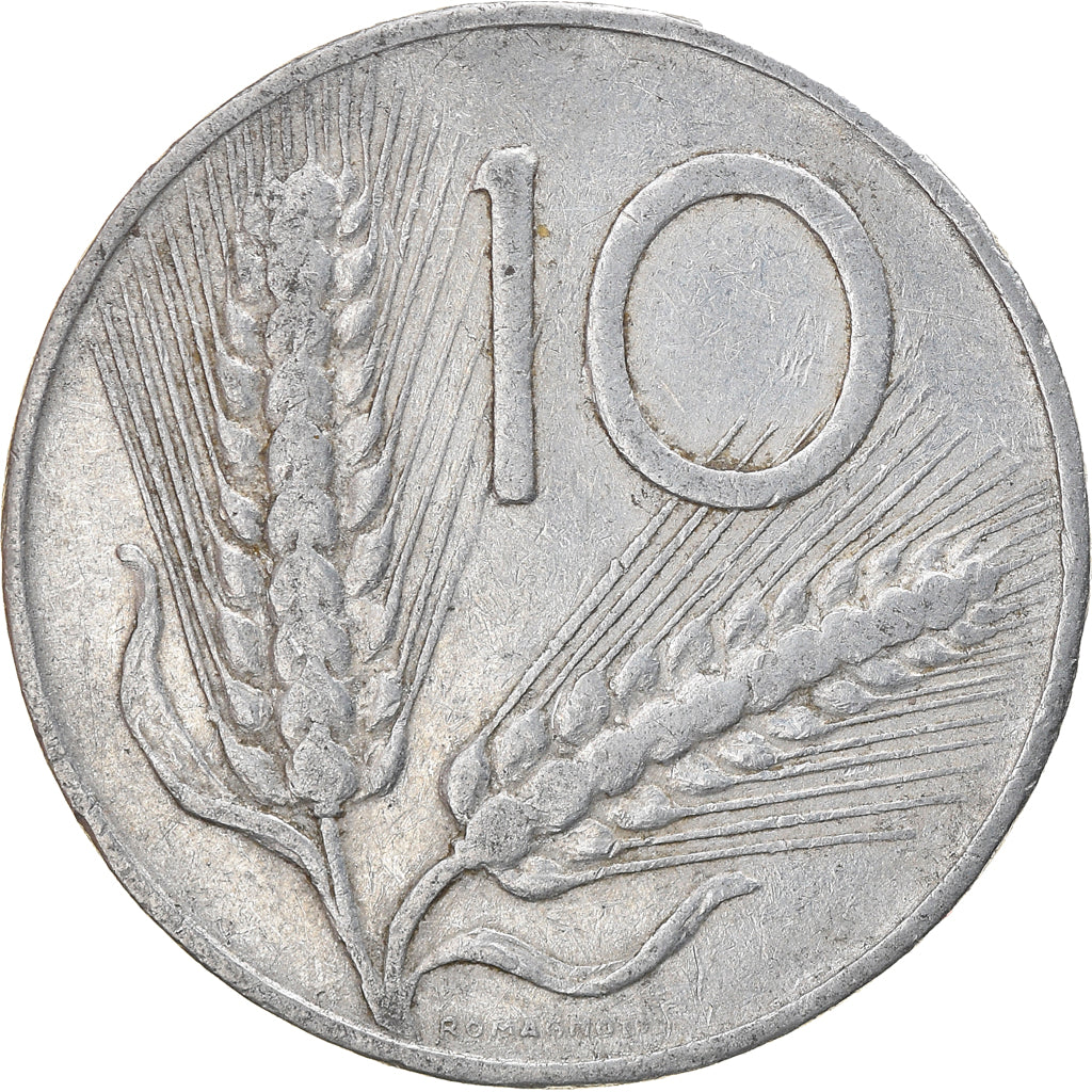 Moeda, Itália, 10 Lire, 1955, Rome, VF(20-25), Alumínio, KM:93