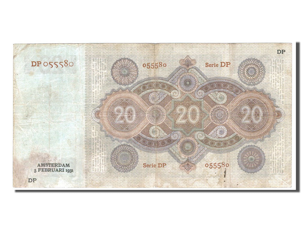 Paesi Bassi, 20 Gulden, 1931, BB