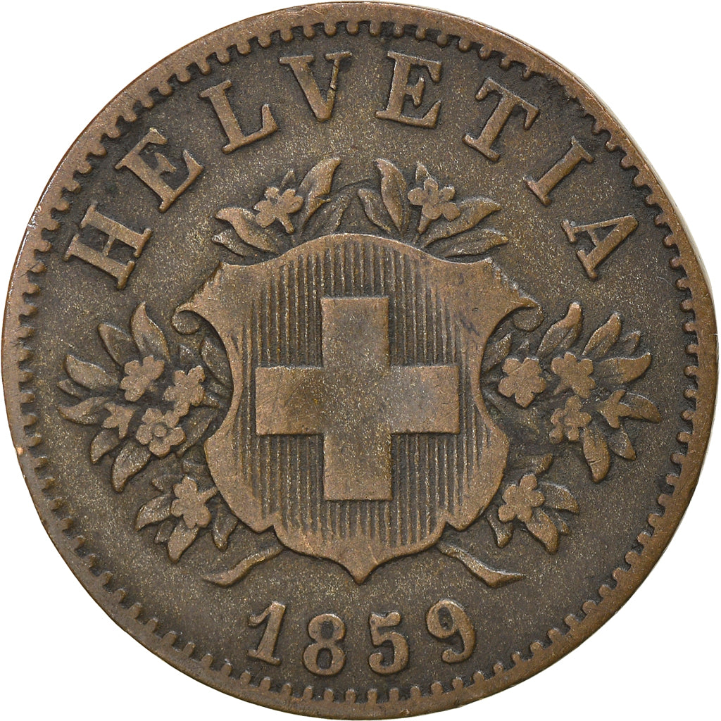 Coin, Switzerland, 20 Rappen, 1859, Bern, VF(20-25), Billon, KM:7