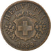 Coin, Switzerland, 20 Rappen, 1859, Bern, VF(20-25), Billon, KM:7