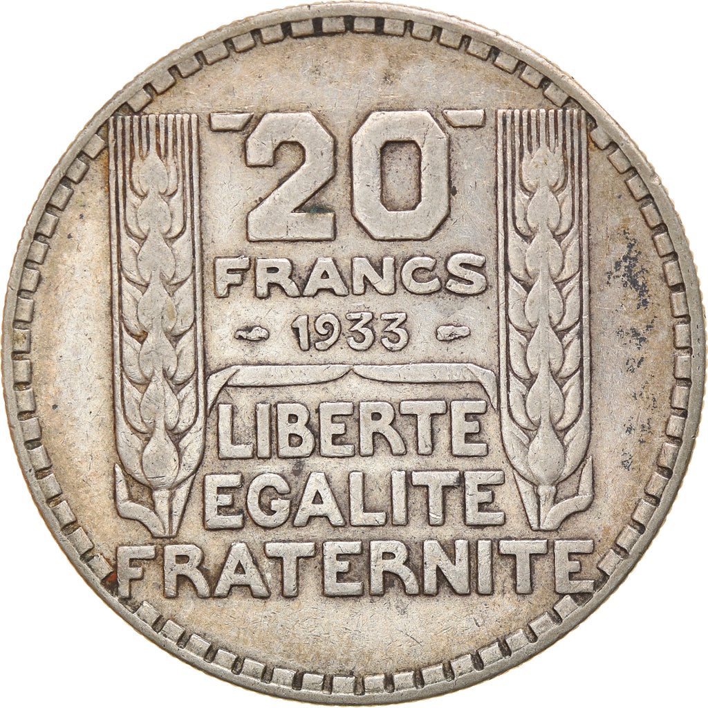 Moeda, França, Turin, 20 Francs, 1933, Paris, EF(40-45), Prata, KM:879