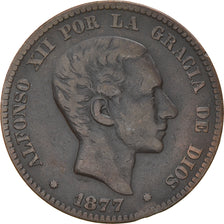 Coin, Spain, Alfonso XII, 10 Centimos, 1877, EF(40-45), Bronze, KM:675