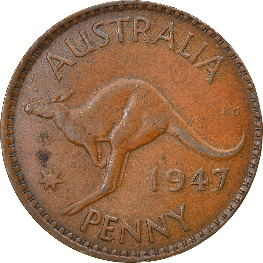 Coin, Australia, George VI, Penny, 1947, EF(40-45), Bronze, KM:36