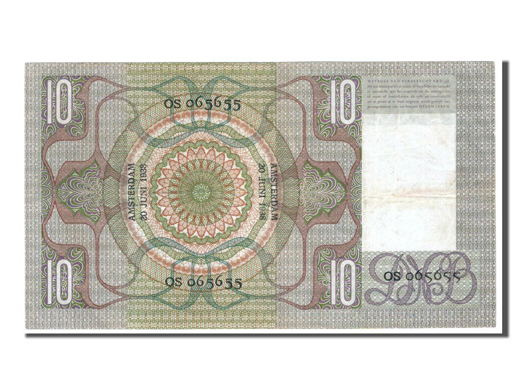 Netherlands, 10 Gulden, 1938, EF(40-45), OS