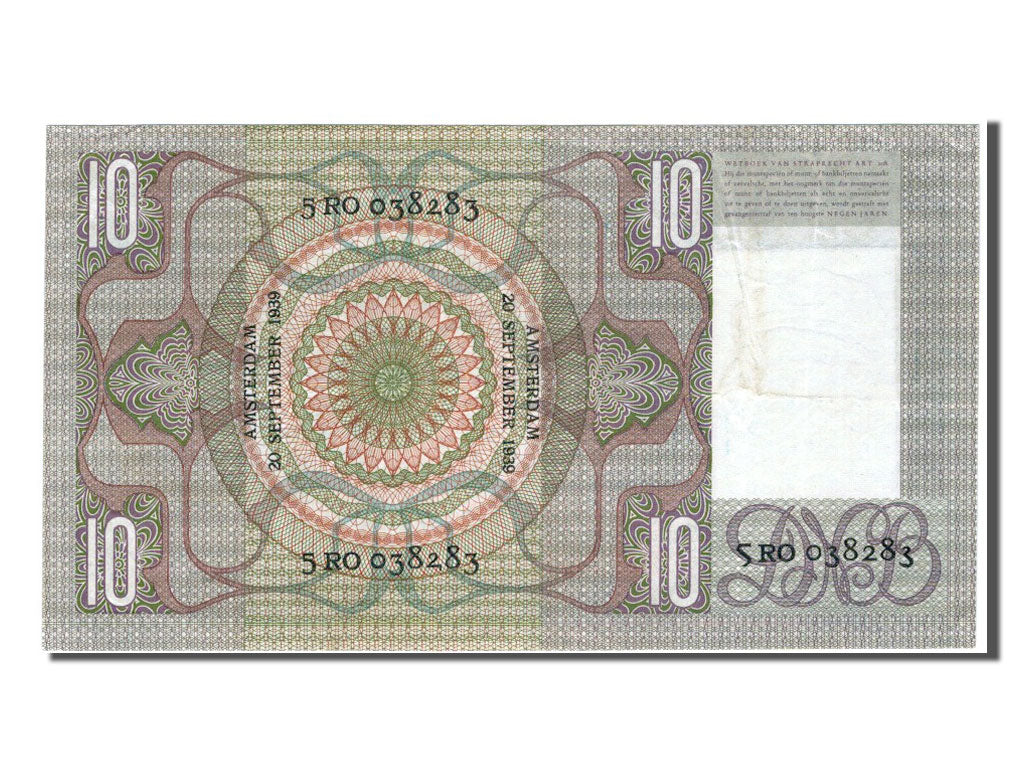 Netherlands, 10 Gulden, 1939, EF(40-45), 5R0
