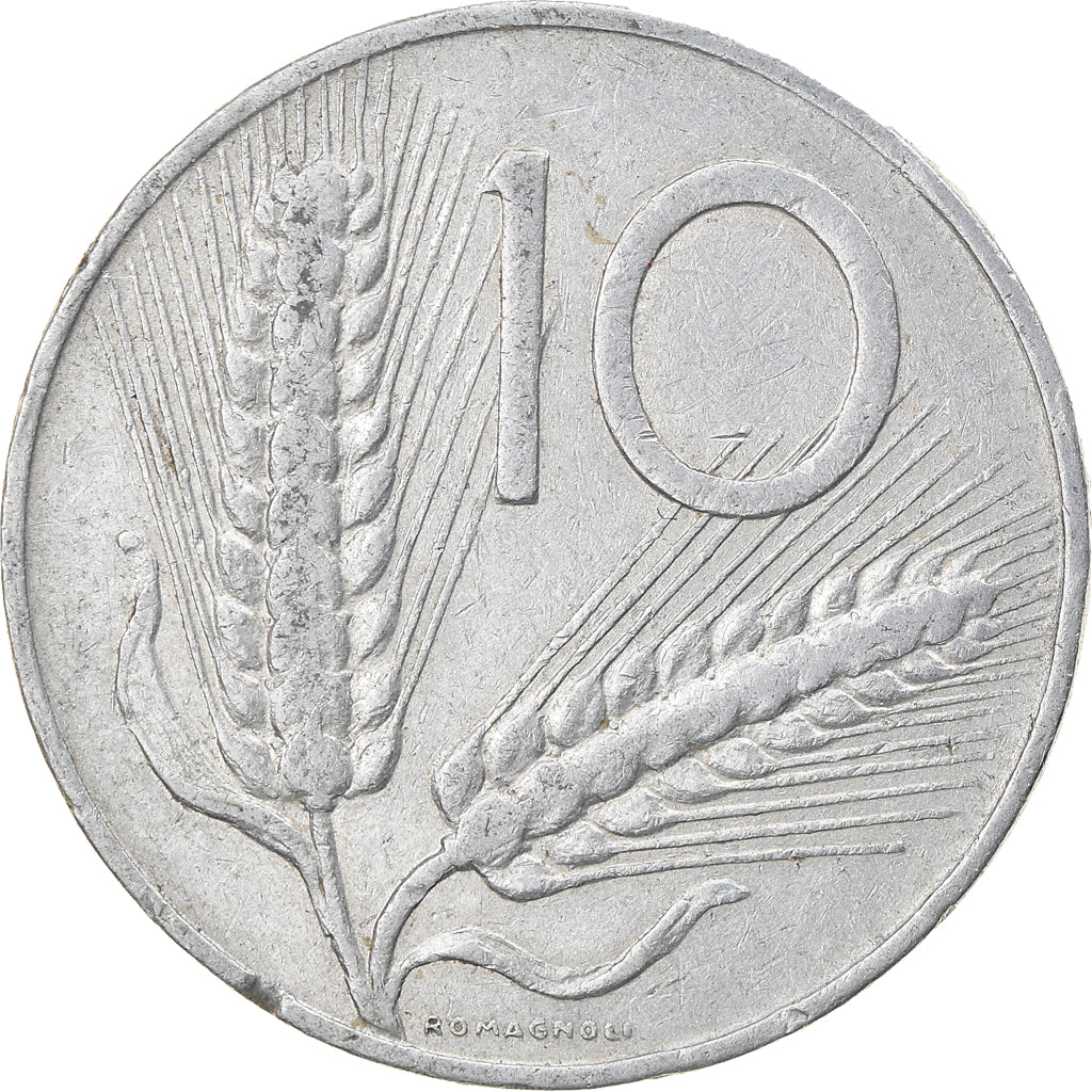 Moneta, Italia, 10 Lire, 1966, Rome, MB+, Alluminio, KM:93