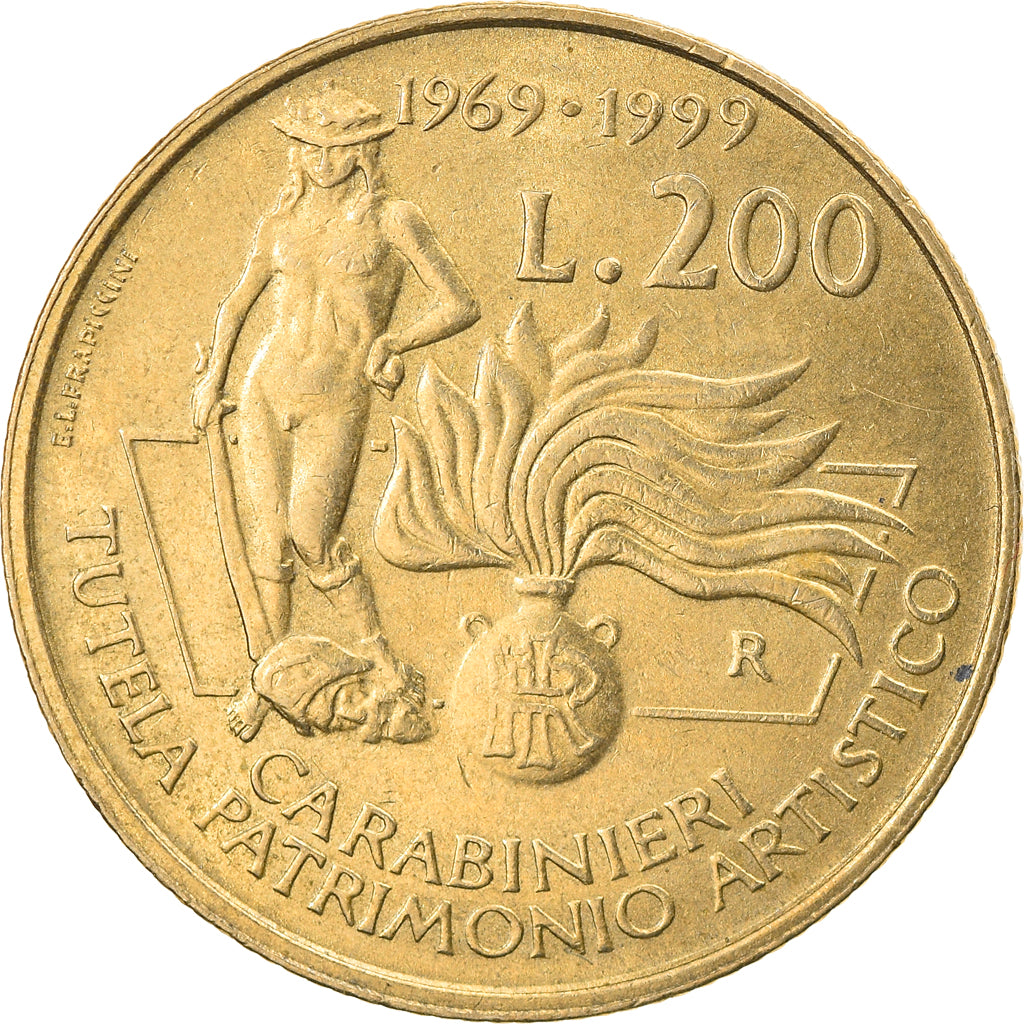 Coin, Italy, 200 Lire, 1999, Rome, EF(40-45), Aluminum-Bronze, KM:218