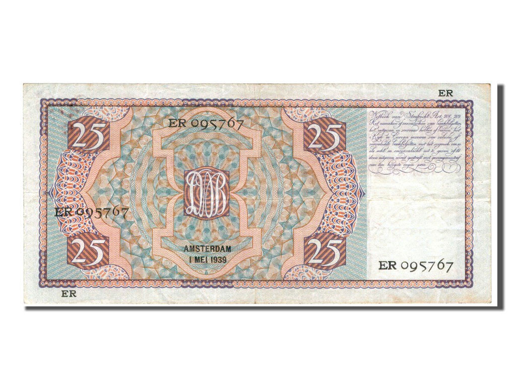 Netherlands, 25 Gulden, 1939, KM #50, EF(40-45), ER