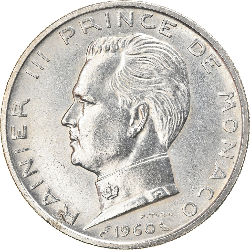 Coin, Monaco, Rainier III, 5 Francs, 1960, AU(50-53), Silver, KM:141