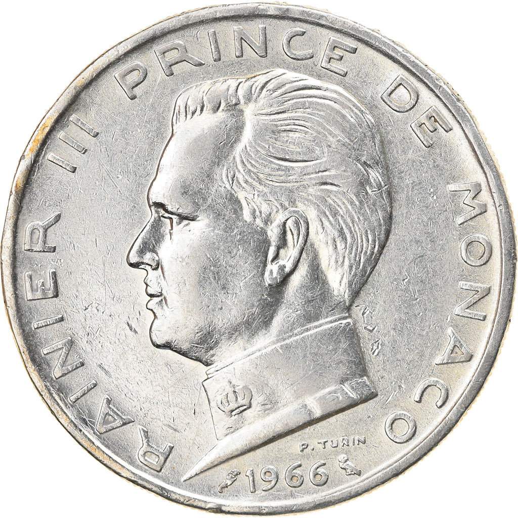 Coin, Monaco, Rainier III, 5 Francs, 1966, AU(50-53), Silver, KM:141, Gadoury:MC