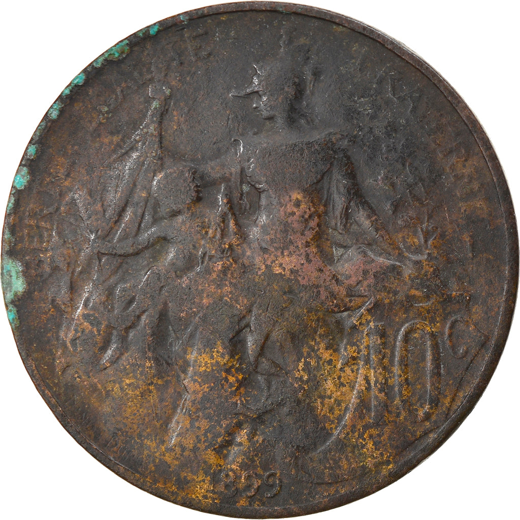Moneda, Francia, Dupuis, 10 Centimes, 1899, Paris, BC+, Bronce, KM:843