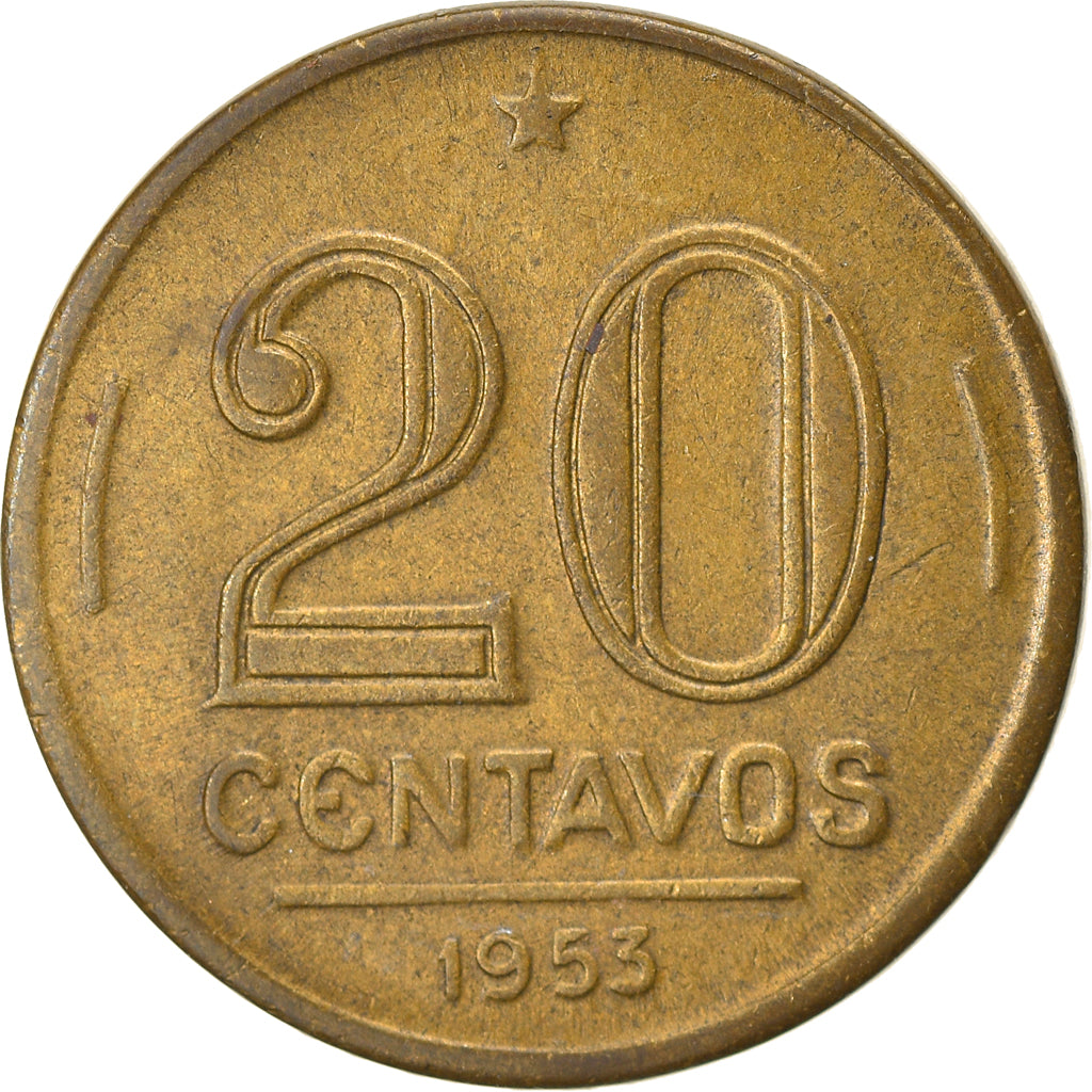 Coin, Brazil, 20 Centavos, 1953, EF(40-45), Aluminum-Bronze, KM:562