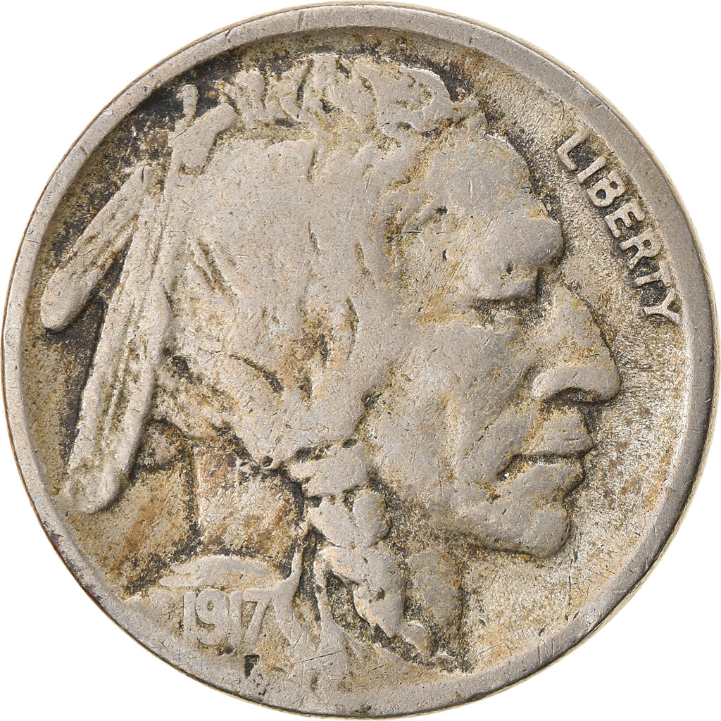 Monnaie, États-Unis, Buffalo Nickel, 5 Cents, 1917, U.S. Mint, Philadelphie