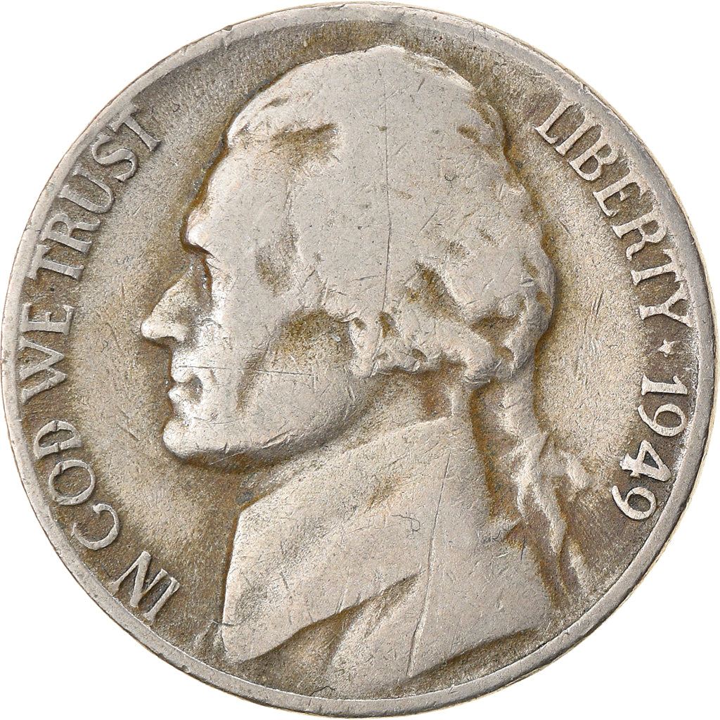 Münze, Vereinigte Staaten, Jefferson Nickel, 5 Cents, 1949, U.S. Mint, Denver
