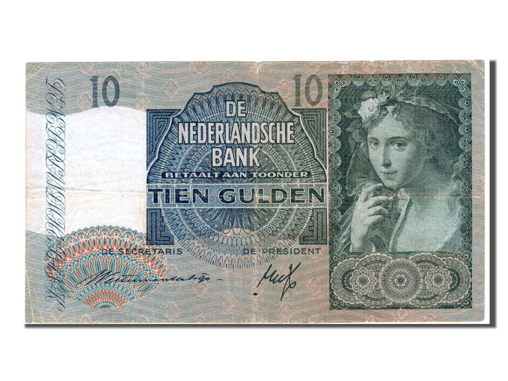 Netherlands, 10 Gulden, 1940, KM #56a, VF(20-25), 5AF