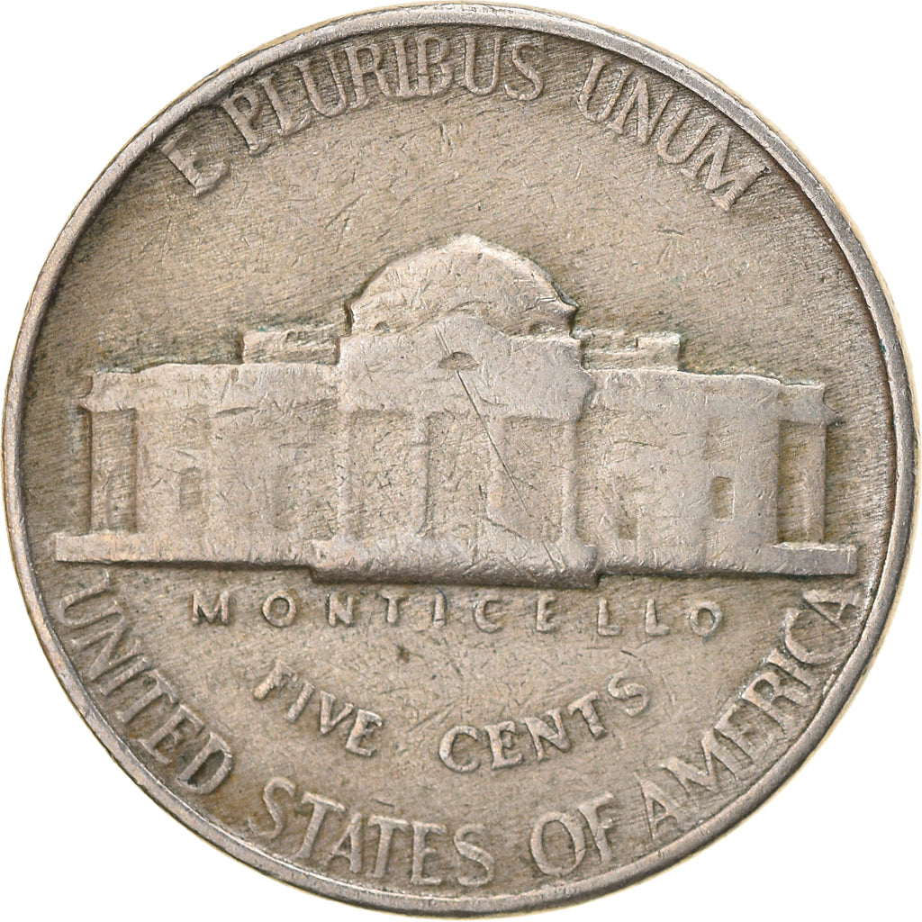 Coin, United States, Jefferson Nickel, 5 Cents, 1948, U.S. Mint, Philadelphia