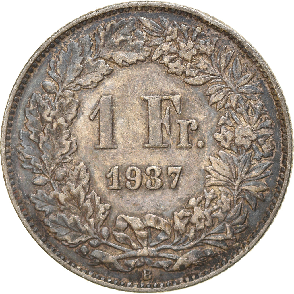 Coin, Switzerland, Franc, 1937, Bern, VF(30-35), Silver, KM:24