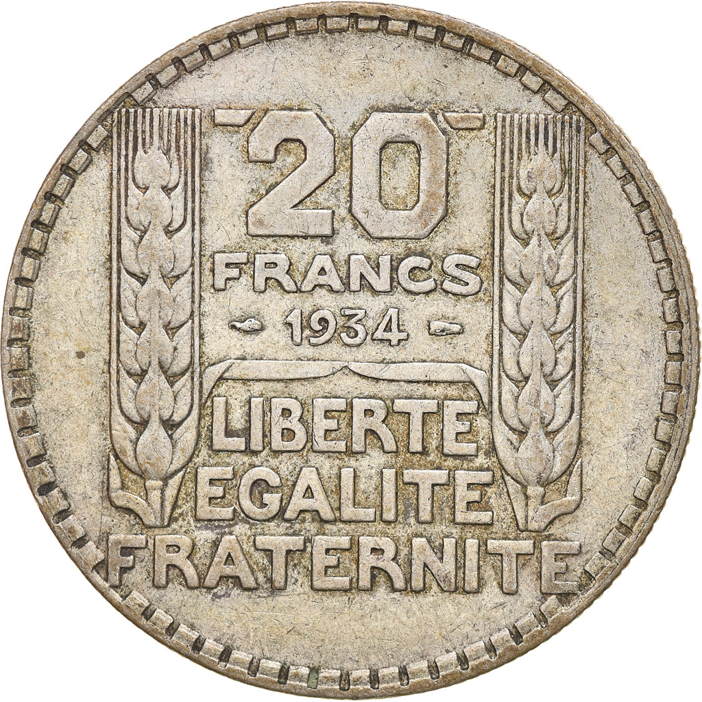 Coin, France, Turin, 20 Francs, 1934, Paris, EF(40-45), Silver, KM:879