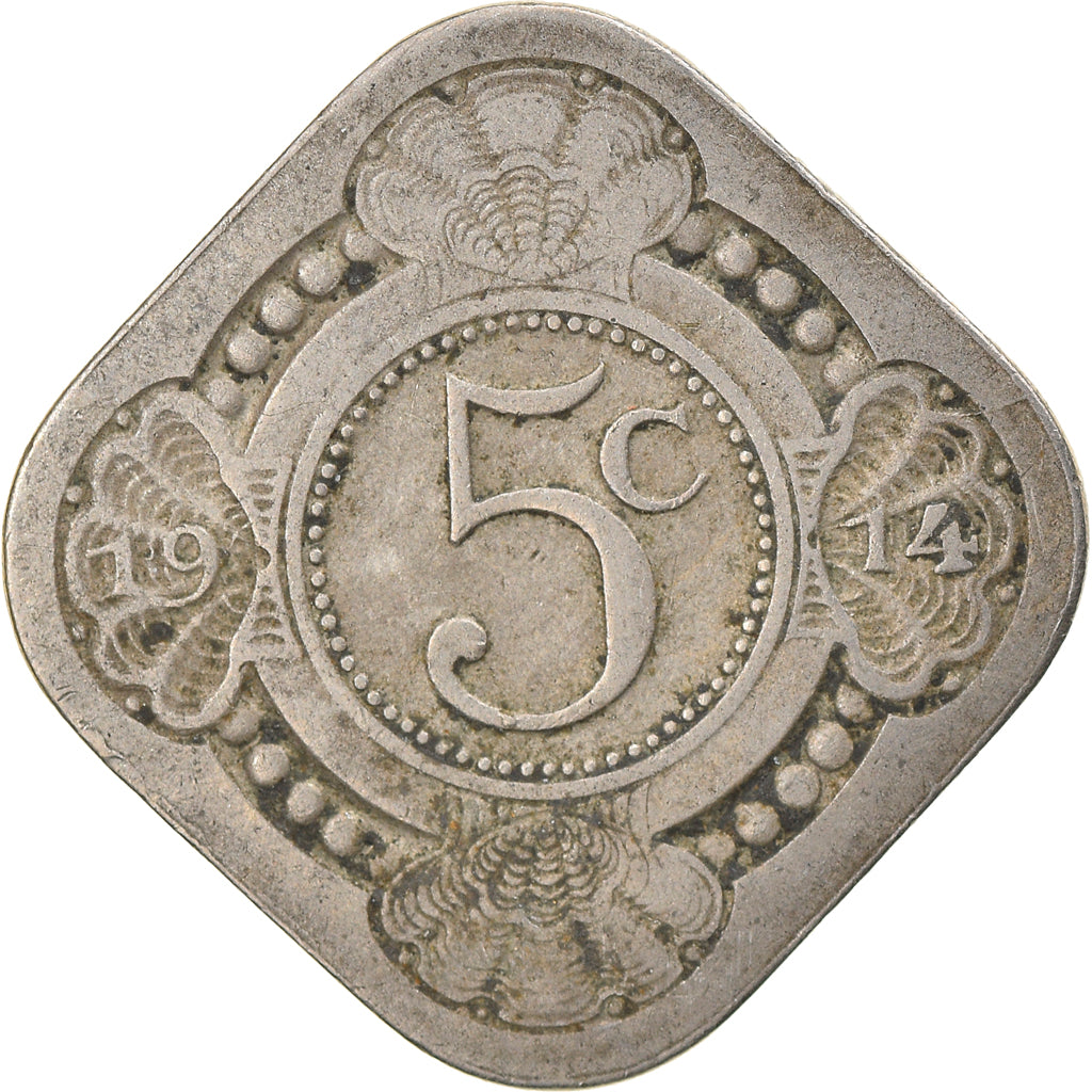 Coin, Netherlands, Wilhelmina I, 5 Cents, 1914, VF(30-35), Copper-nickel, KM:153