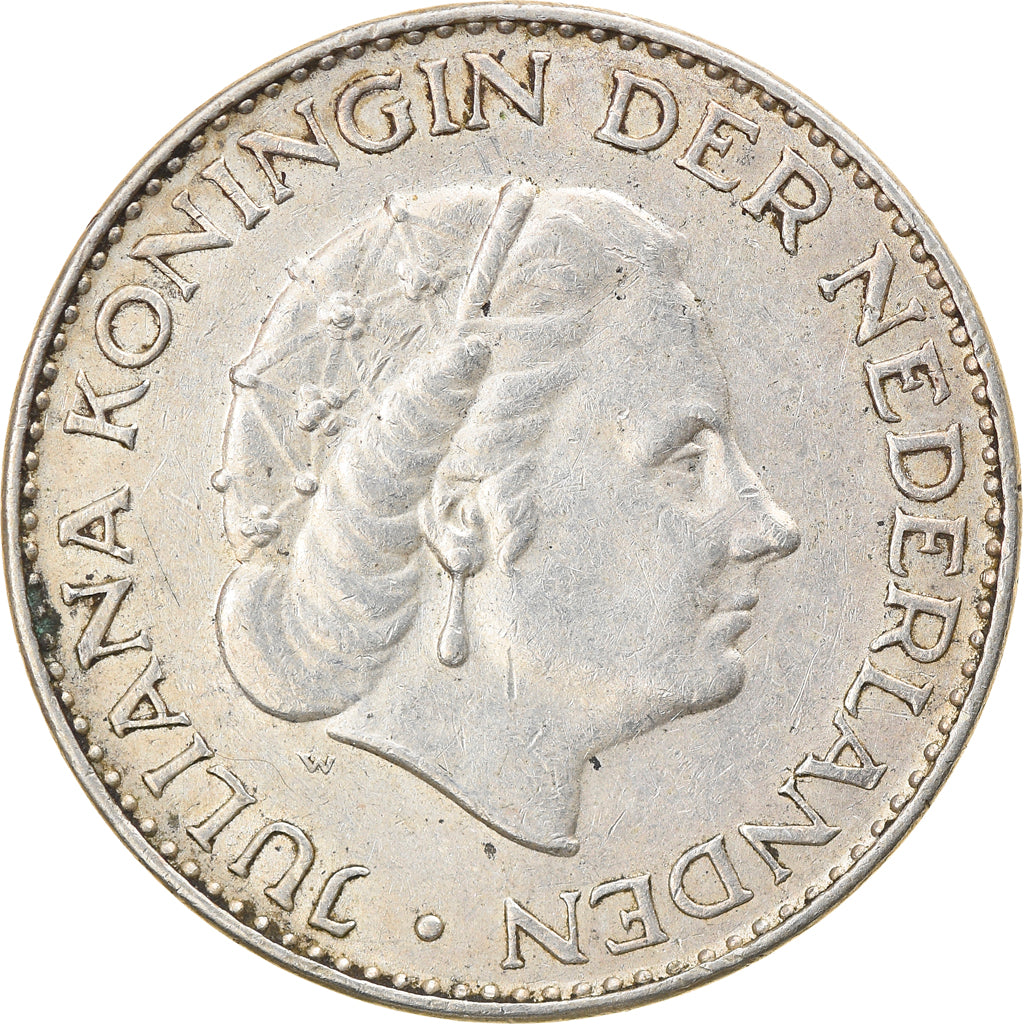 Coin, Netherlands, Juliana, Gulden, 1966, EF(40-45), Silver, KM:184