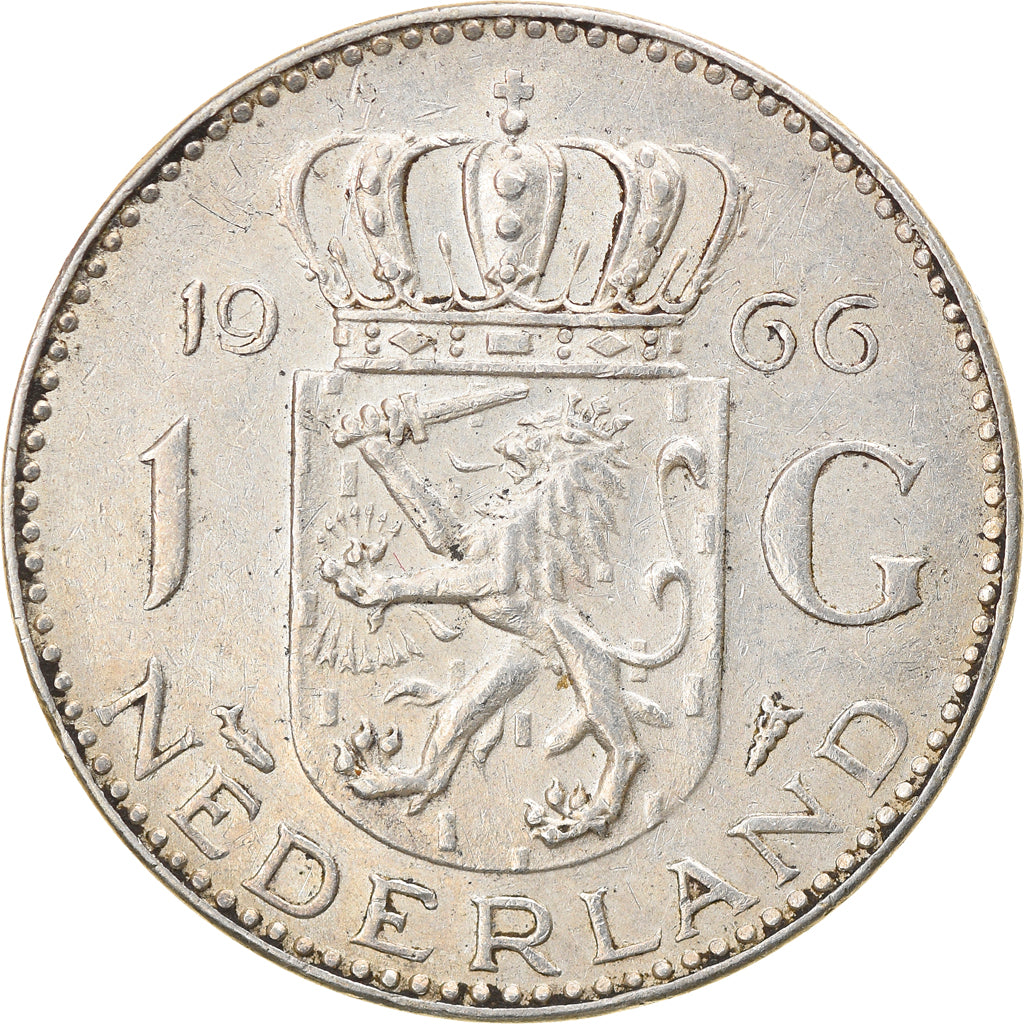 Coin, Netherlands, Juliana, Gulden, 1966, EF(40-45), Silver, KM:184