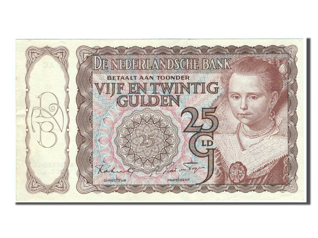 Netherlands, 25 Gulden, 1943, KM #60, AU(55-58), 12AC