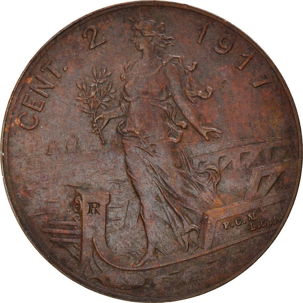 Coin, Italy, Vittorio Emanuele III, 2 Centesimi, 1917, Rome, AU(55-58), Bronze