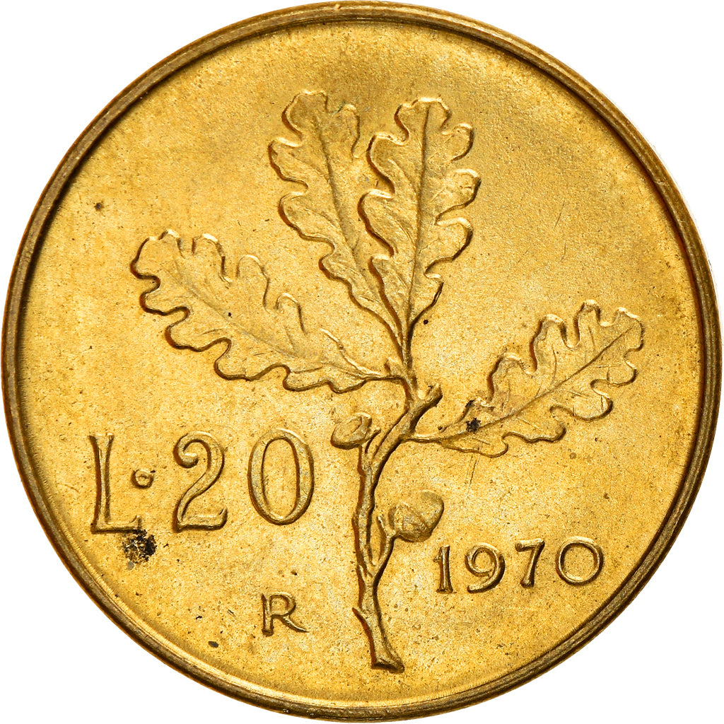 Moneta, Italia, 20 Lire, 1970, Rome, MB+, Alluminio-bronzo, KM:97.2