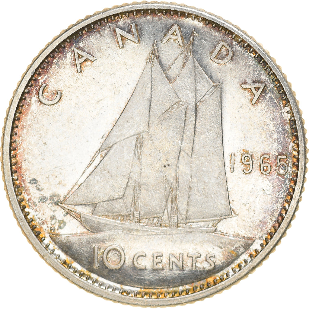 Coin, Canada, Elizabeth II, 10 Cents, 1965, Royal Canadian Mint, Ottawa
