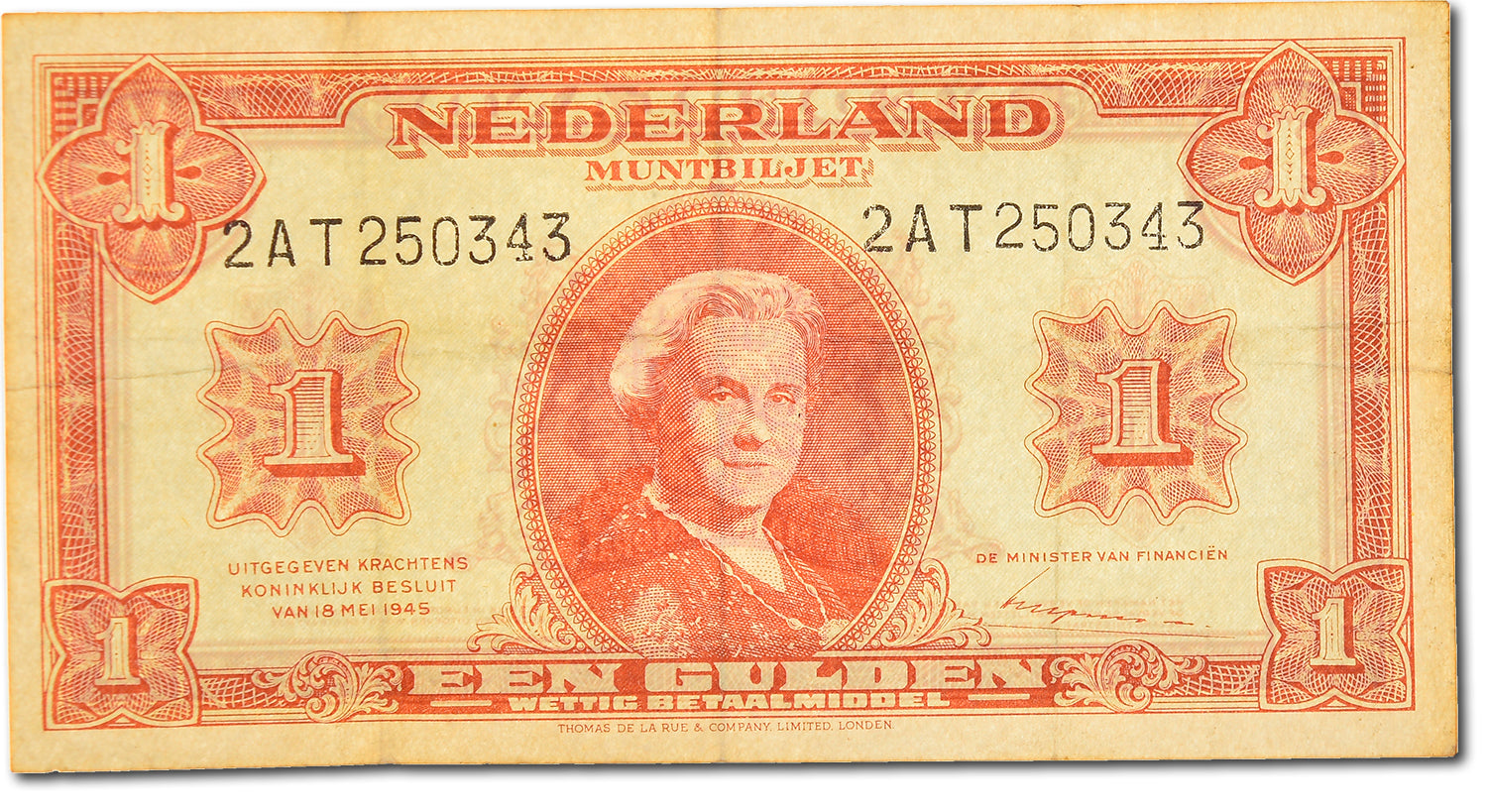 Banknote, Netherlands, 1 Gulden, 1945, EF(40-45)