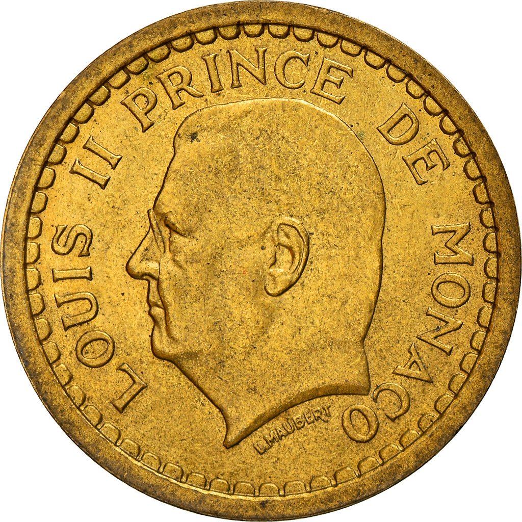 Coin, Monaco, Louis II, Franc, 1943, EF(40-45), Aluminum-Bronze, KM:120A