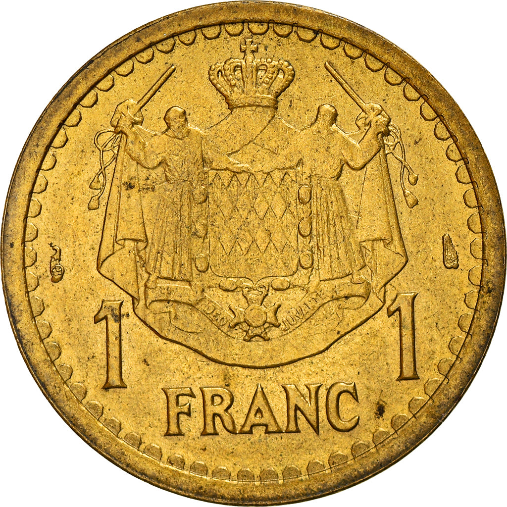 Coin, Monaco, Louis II, Franc, 1943, EF(40-45), Aluminum-Bronze, KM:120A