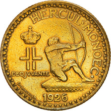 Coin, Monaco, Louis II, 2 Francs, 1926, Poissy, VF(30-35), Aluminum-Bronze